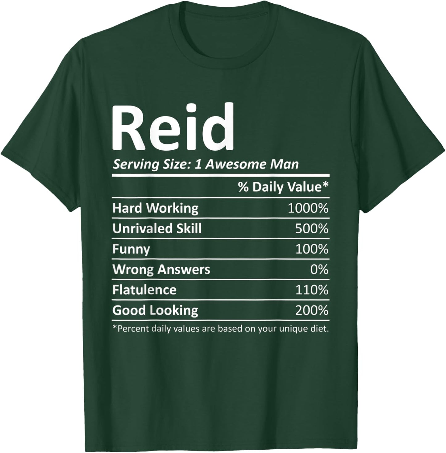 REID Nutrition Funny Birthday Personalized Name Gift T-Shirt - T-Shirt | Forest