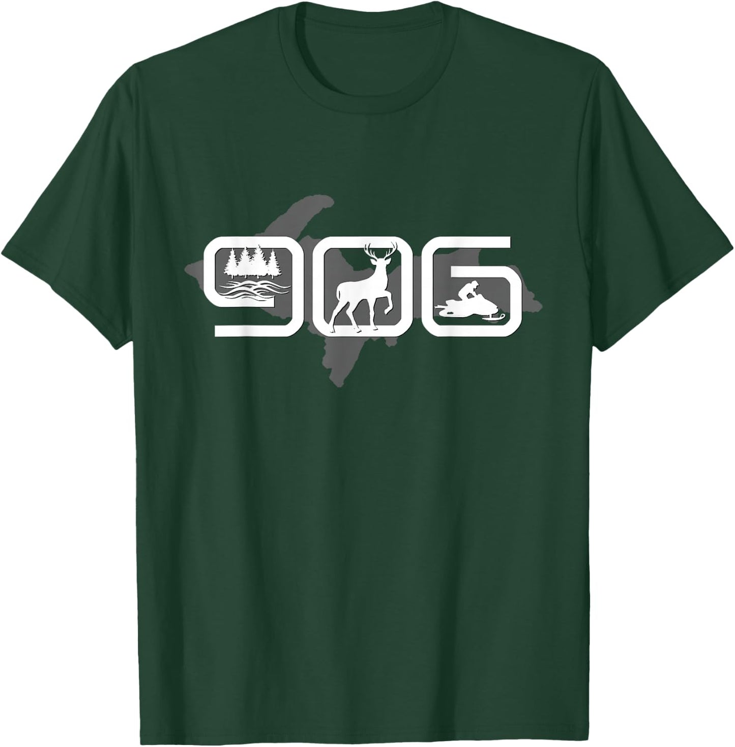906 Upper Peninsula of Michigan U.P. T-Shirt - T-Shirt | Forest