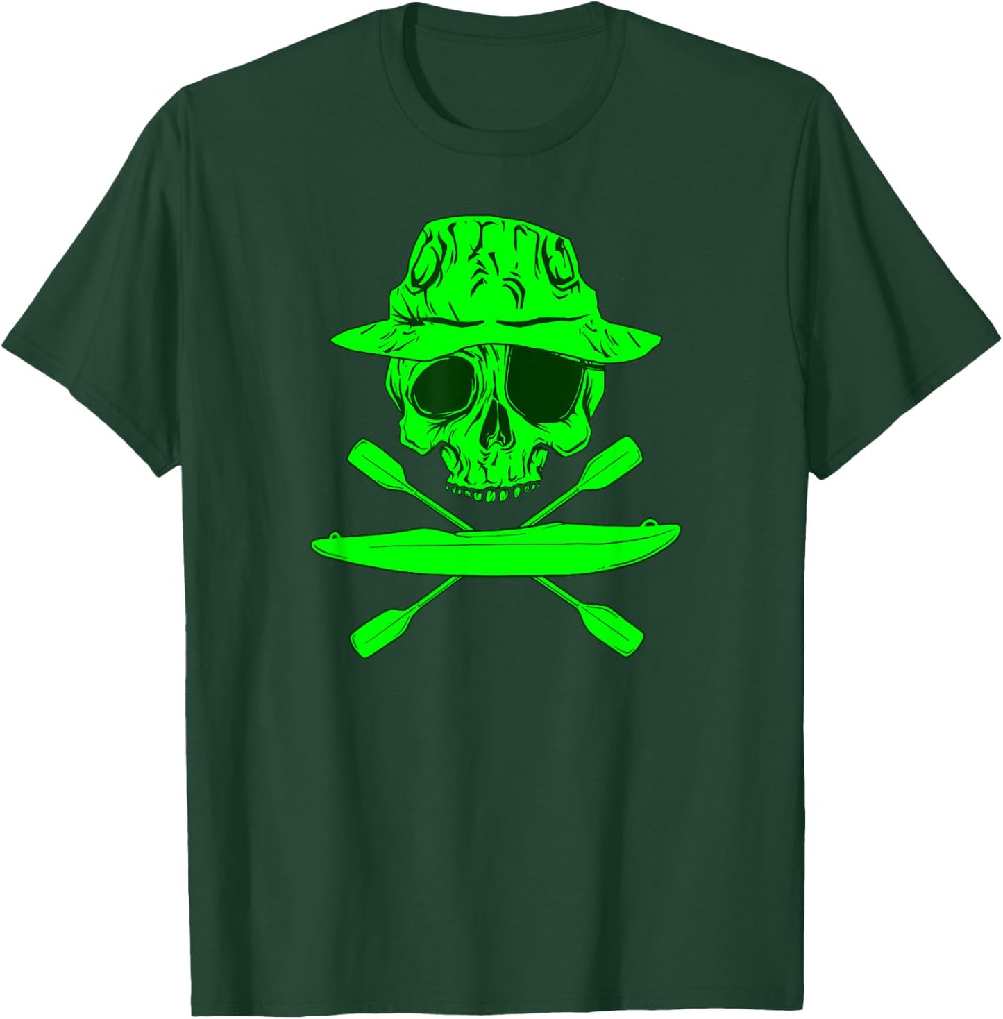 KAYAK CANOE rafting games white water green skull KAYAKER T-Shirt - T-Shirt | Forest