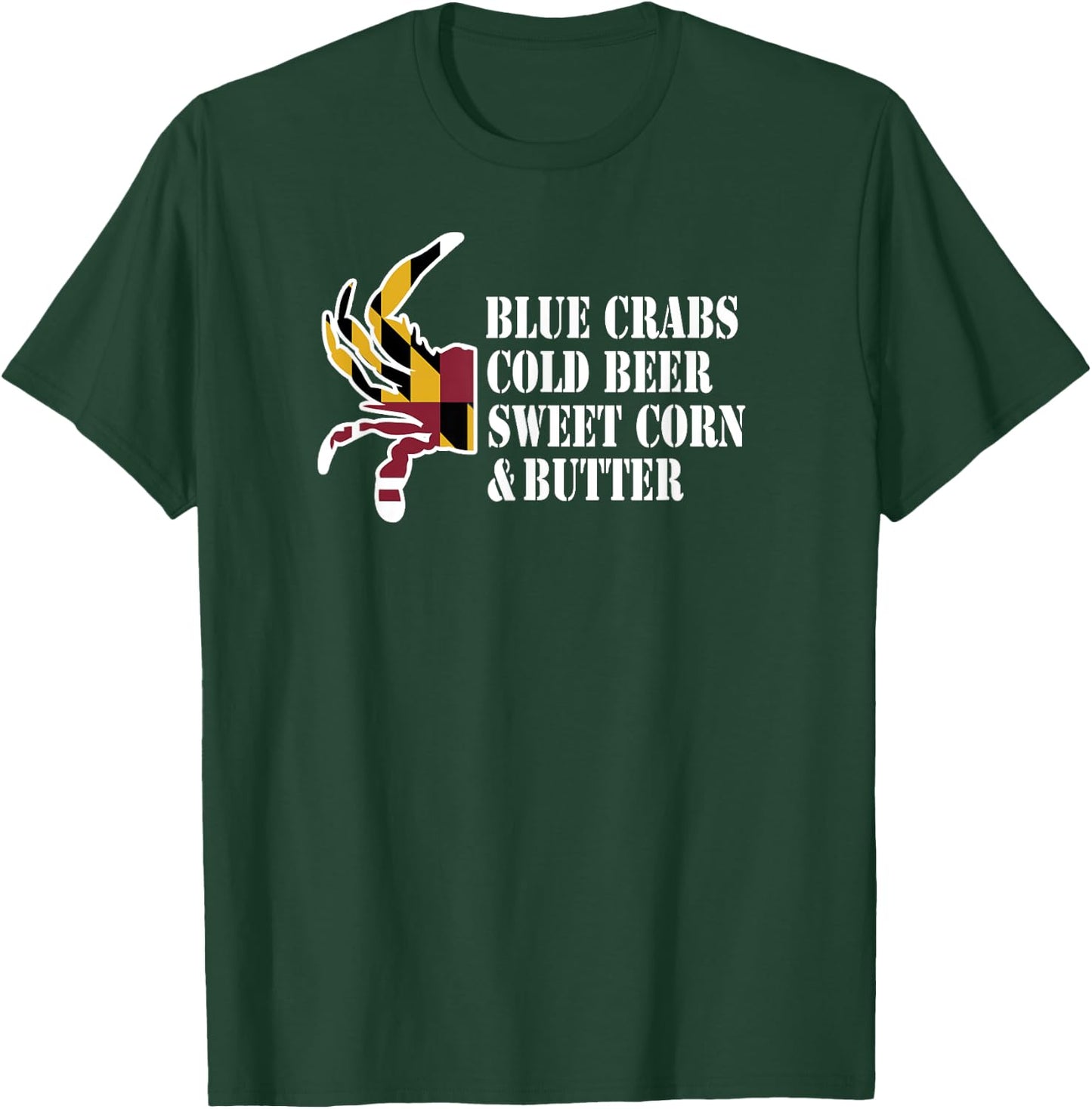 Maryland Crab Blue Crabs & Beer Mean Summertime Feasts T-Shirt - T-Shirt | Forest