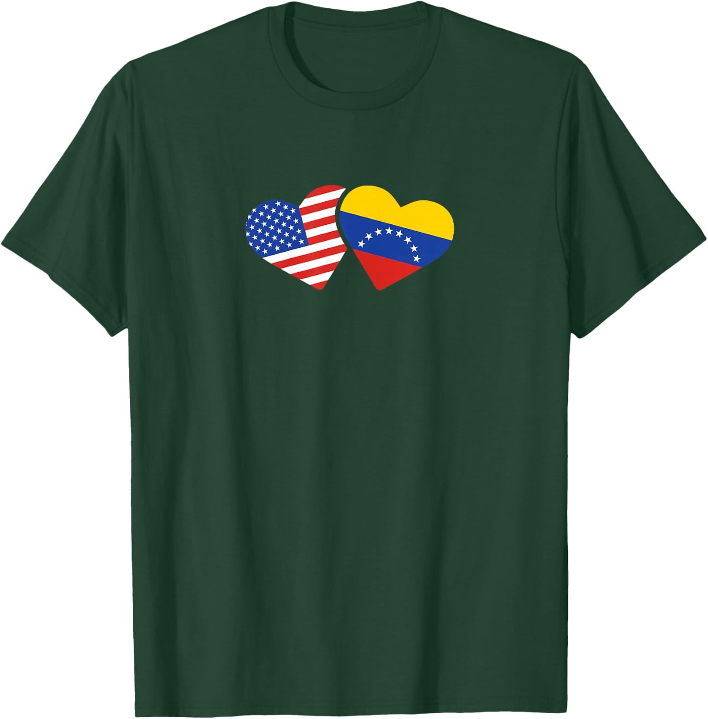 USA Venezuela Flag Hearts T Shirt Venezuelan American Love T-Shirt - T-Shirt | Forest