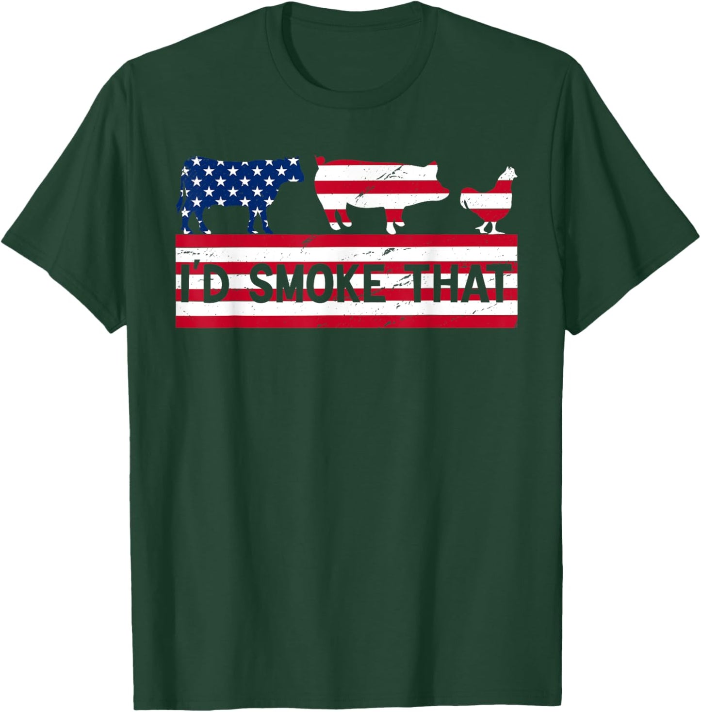 Funny 4th Of July I’d Smoke That Patriot BBQ Cook Chef Dad Women Men T-Shirt - T-Shirt | Forest
