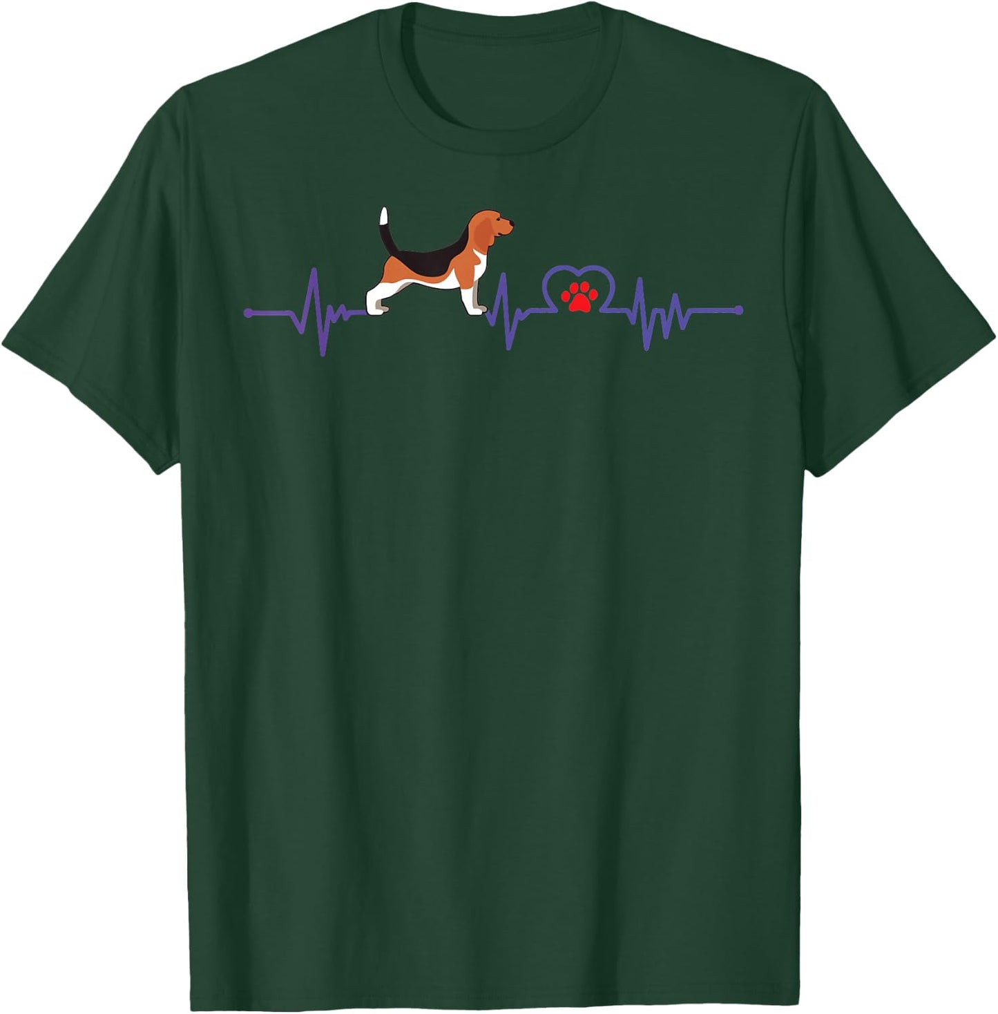 Heartbeat With Footprint and Beagles - Beagle Hound T-Shirt - T-Shirt | Forest