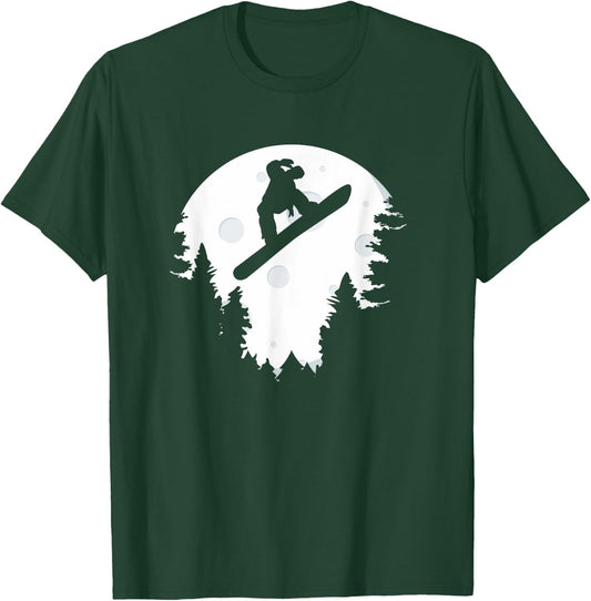 Funny Snowboard In Moon Boys Snowboarder T-Shirt - T-Shirt | Forest