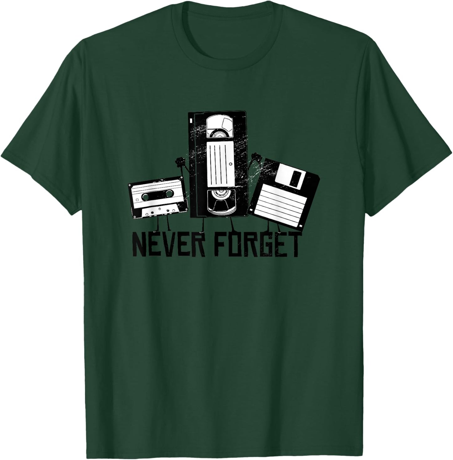 Never Forget Retro VCR Cassette Tape Floppy Disk T-Shirt - T-Shirt | Forest
