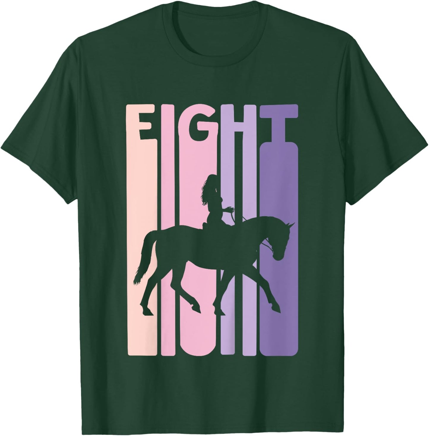 8th Birthday Gift Horse Rider Fan 8 Years Girls T-Shirt - T-Shirt | Forest