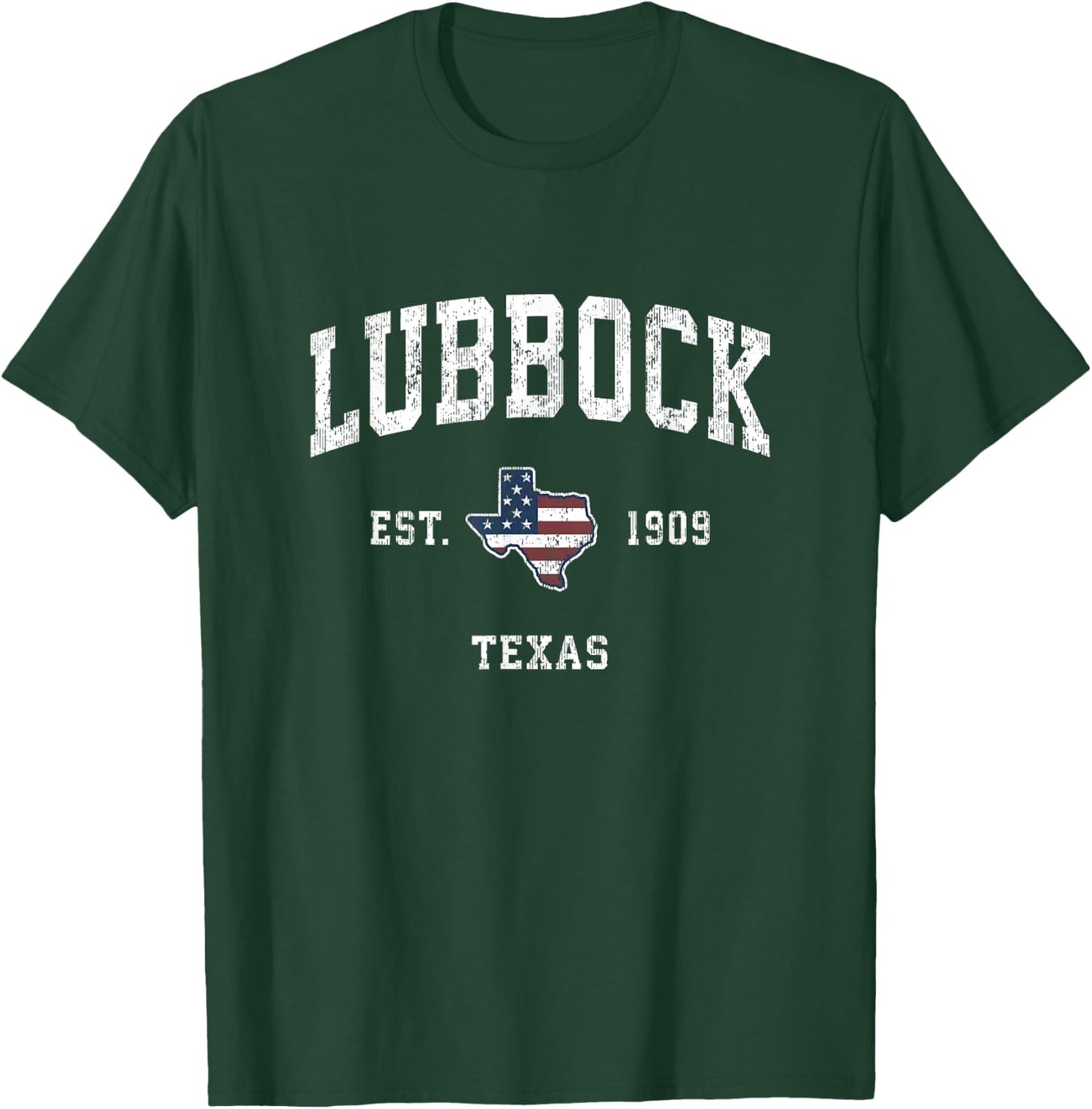 Lubbock Texas TX Vintage American Flag Sports Design Kids Men T-Shirt - T-Shirt | Forest
