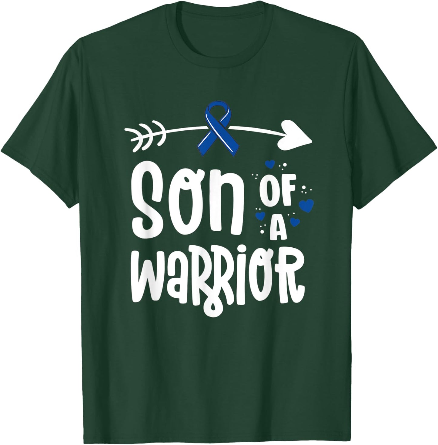 Colon Cancer Awareness Blue Dad Husband Fighter Warrior T-Shirt - T-Shirt | Forest