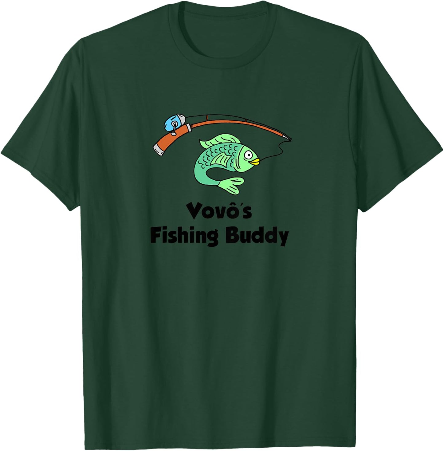 Kids Vovo's Fishing Buddy Portuguese Grandfather Grandchild T-Shirt - T-Shirt | Forest