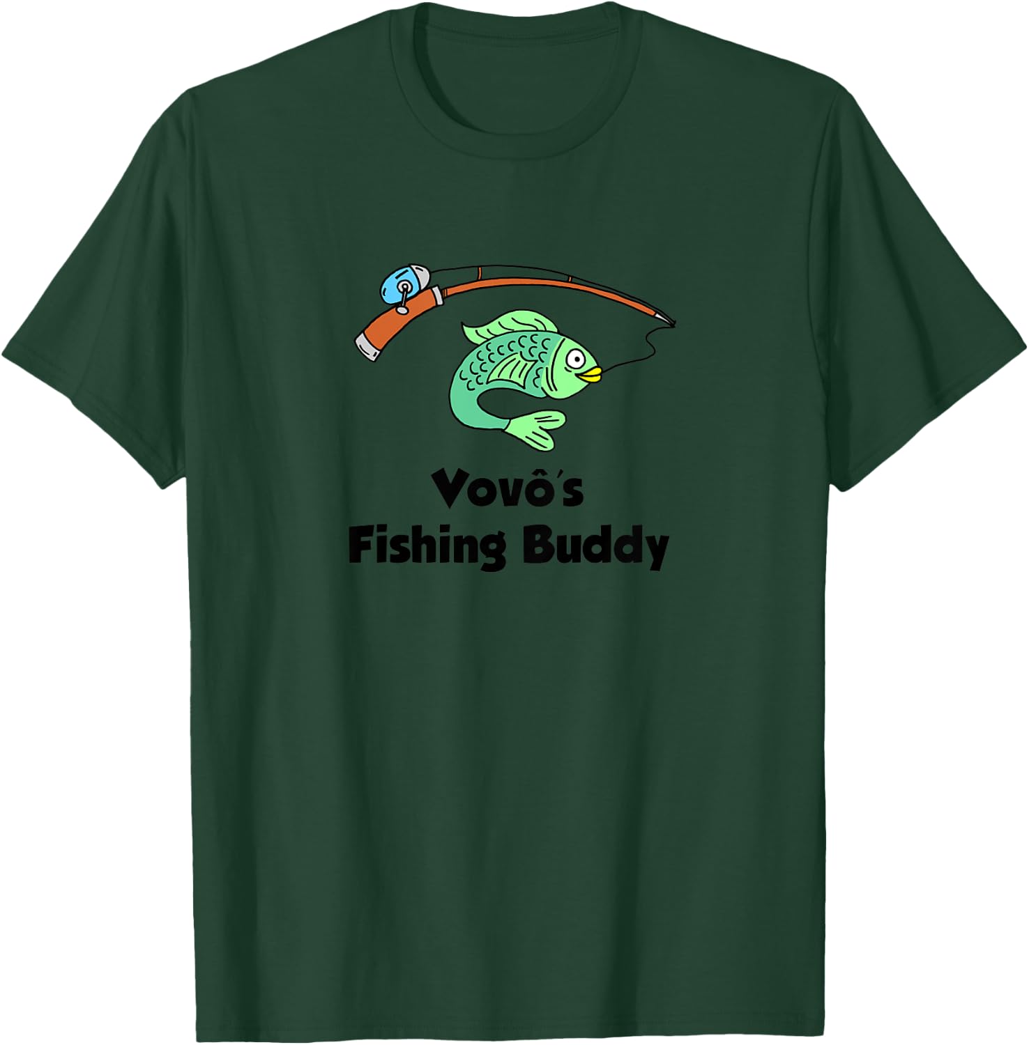 Kids Vovo's Fishing Buddy Portuguese Grandfather Grandchild T-Shirt - T-Shirt | Forest