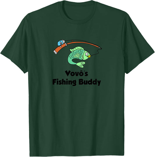 Kids Vovo's Fishing Buddy Portuguese Grandfather Grandchild T-Shirt - T-Shirt | Forest