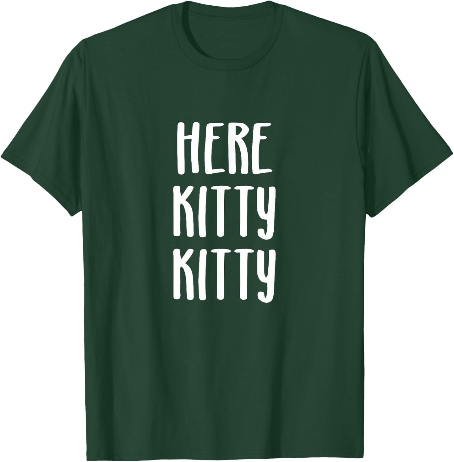 Critterz Kitty Cat Designs Here Kitty Kitty - -Adults, Black, Small, Short Sleeve T-Shirt - T-Shirt | Forest