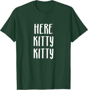 Critterz Kitty Cat Designs Here Kitty Kitty - -Adults, Black, Small, Short Sleeve T-Shirt - T-Shirt | Forest