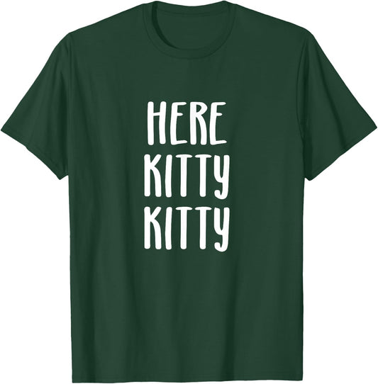 Critterz Kitty Cat Designs Here Kitty Kitty - -Adults, Black, Small, Short Sleeve T-Shirt - T-Shirt | Forest