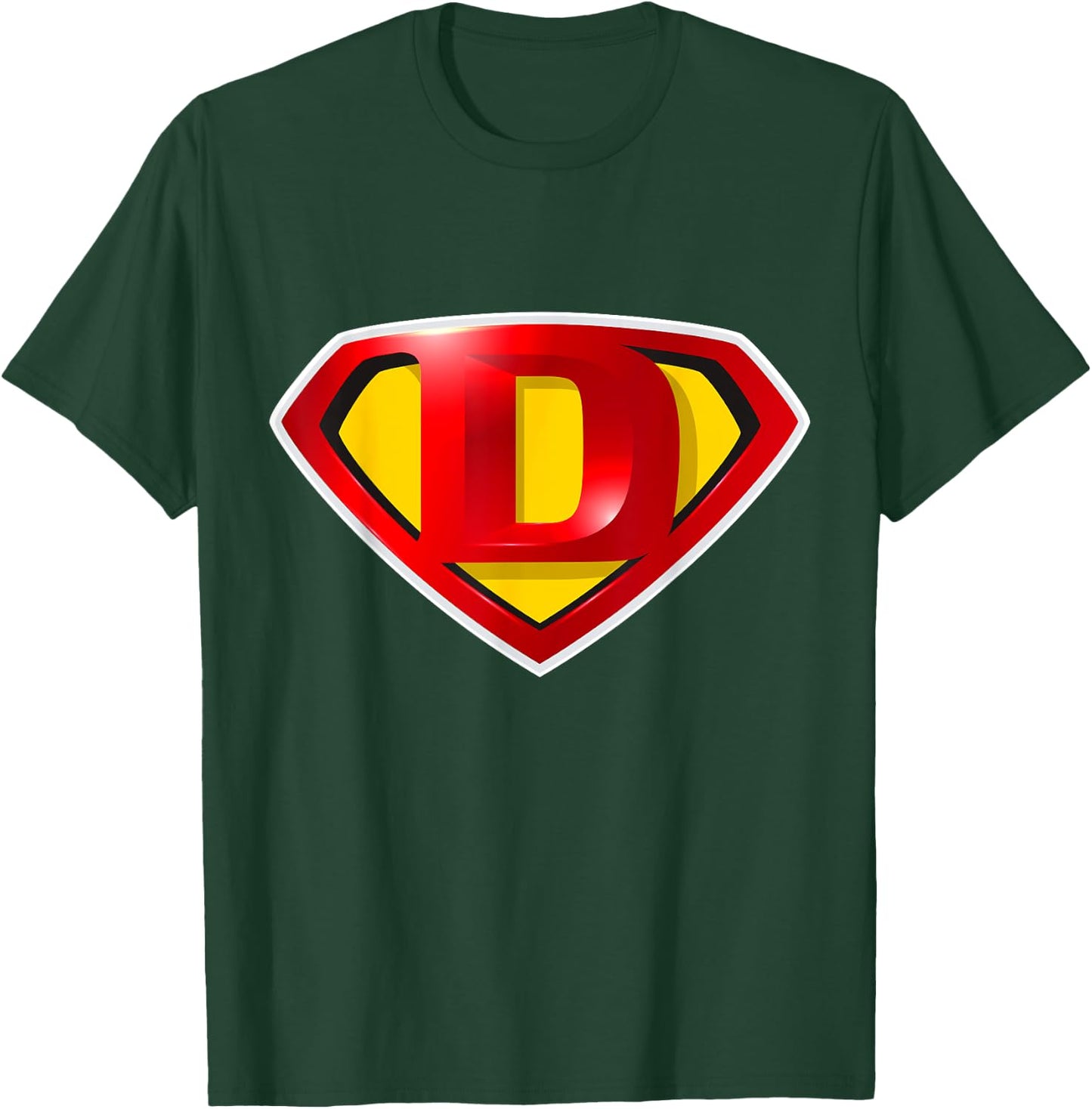 Super D Hero Alphabet Cute Initial Monogram Letter D Logo T-Shirt - T-Shirt | Forest