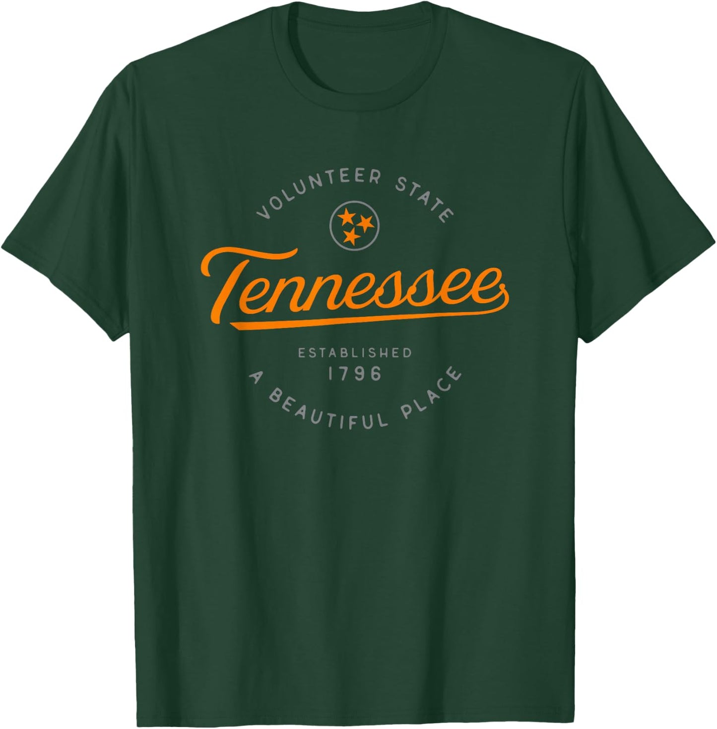 Tennessee TN Volunteer State Tristar Flag Stars of Tennessee T-Shirt - T-Shirt | Forest