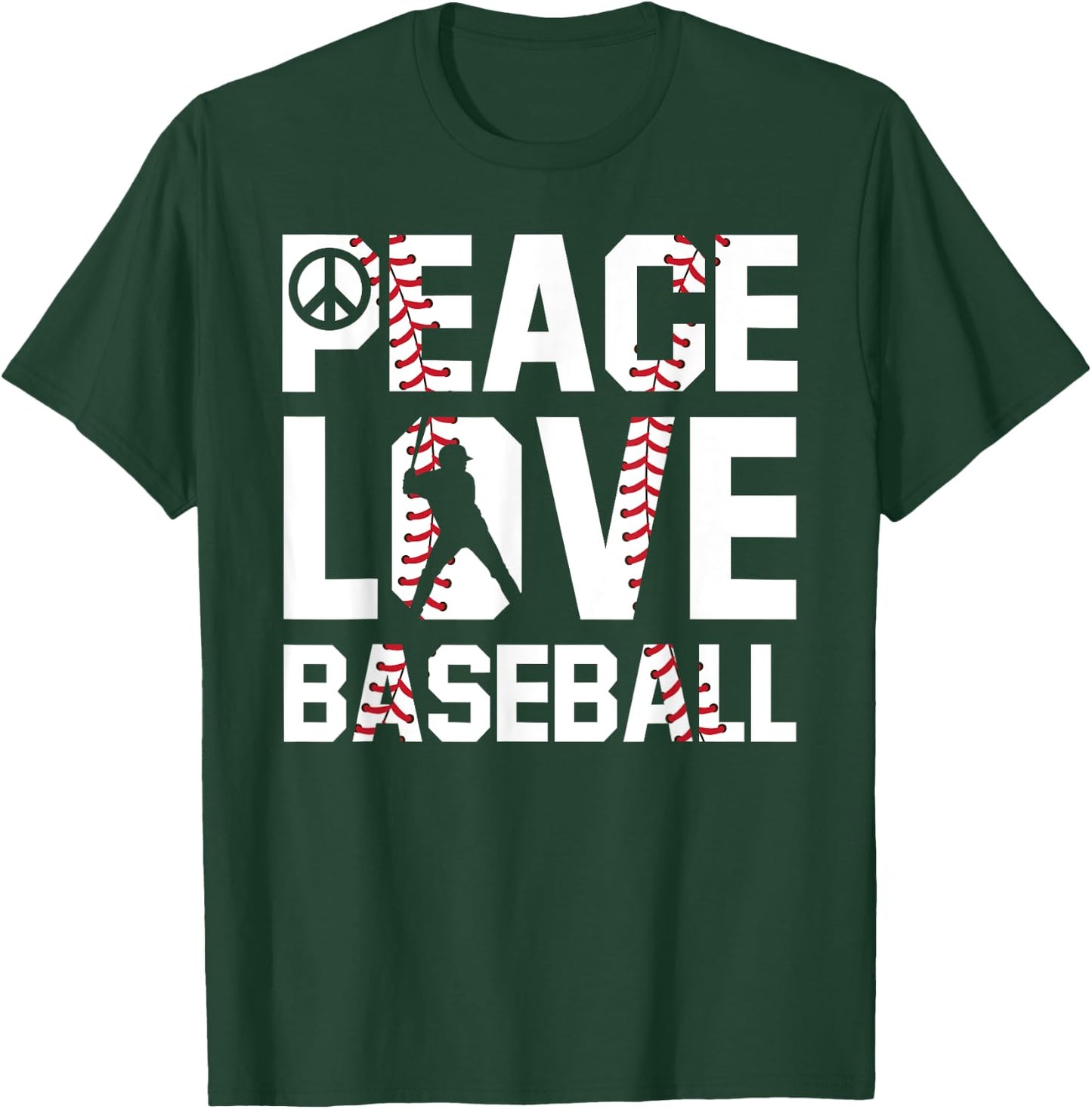Peace Love Baseball For Soft Ball Fans Baseball T-Shirt - T-Shirt | Forest