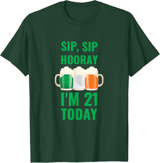 March 17th St. Patrick's Day 21st Birthday I'm 21 Irish Flag T-Shirt - T-Shirt | Forest