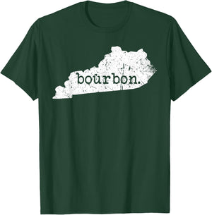 Weathered Kentucky Bourbon Trail Whiskey State Outline T-Shirt - T-Shirt | Forest