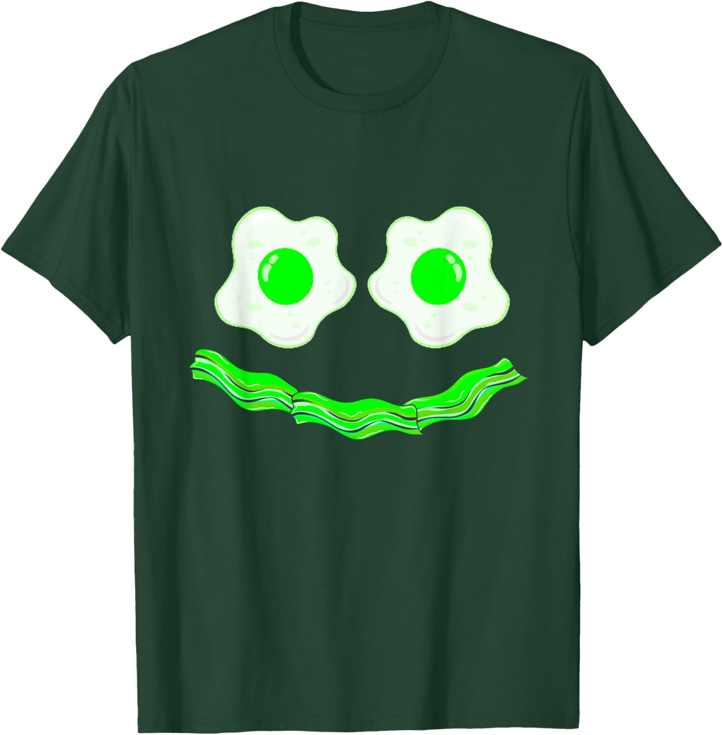 Funny Green Breakfast Costume Eggs Ham Smile Face Brunch T-Shirt - T-Shirt | Forest
