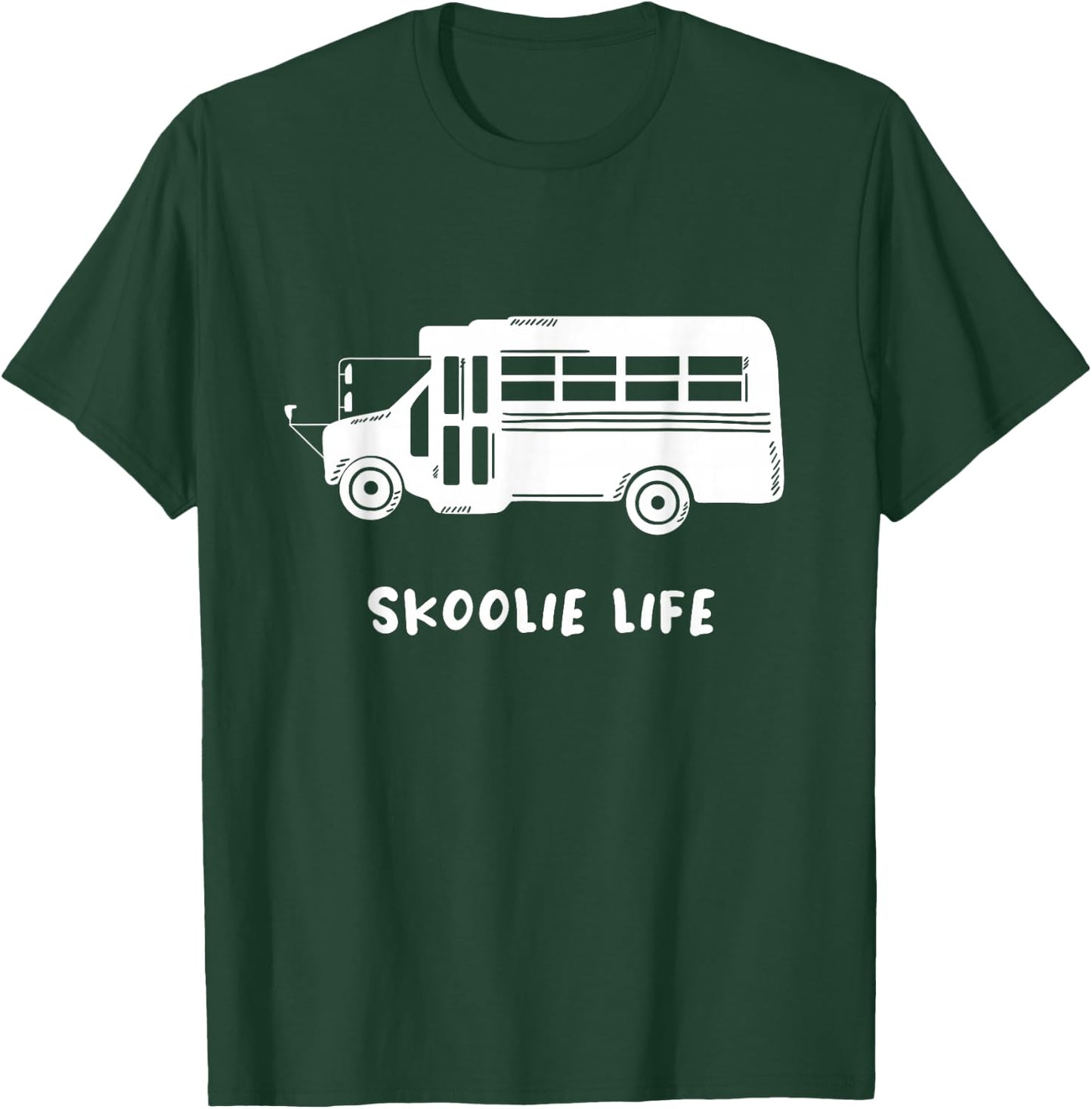 Skoolie Life Design for a Yellow School Bus Camper Owner T-Shirt - T-Shirt | Forest