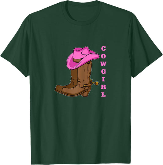 Cowgirl Boots Western Rodeo Hat Spurs T-Shirt - T-Shirt | Forest