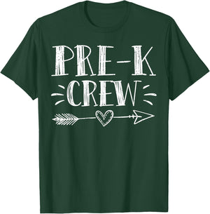 Pre-K Crew 1st Day Of School Pre-K Teacher Team Men Women Girls Kids T-Shirt - T-Shirt | Forest