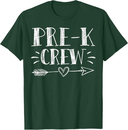 Pre-K Crew 1st Day Of School Pre-K Teacher Team Men Women Girls Kids T-Shirt - T-Shirt | Forest
