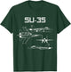 Su-35 Fighter Plane Warbird Blueprint Schematics Diagram T-Shirt - T-Shirt | Forest