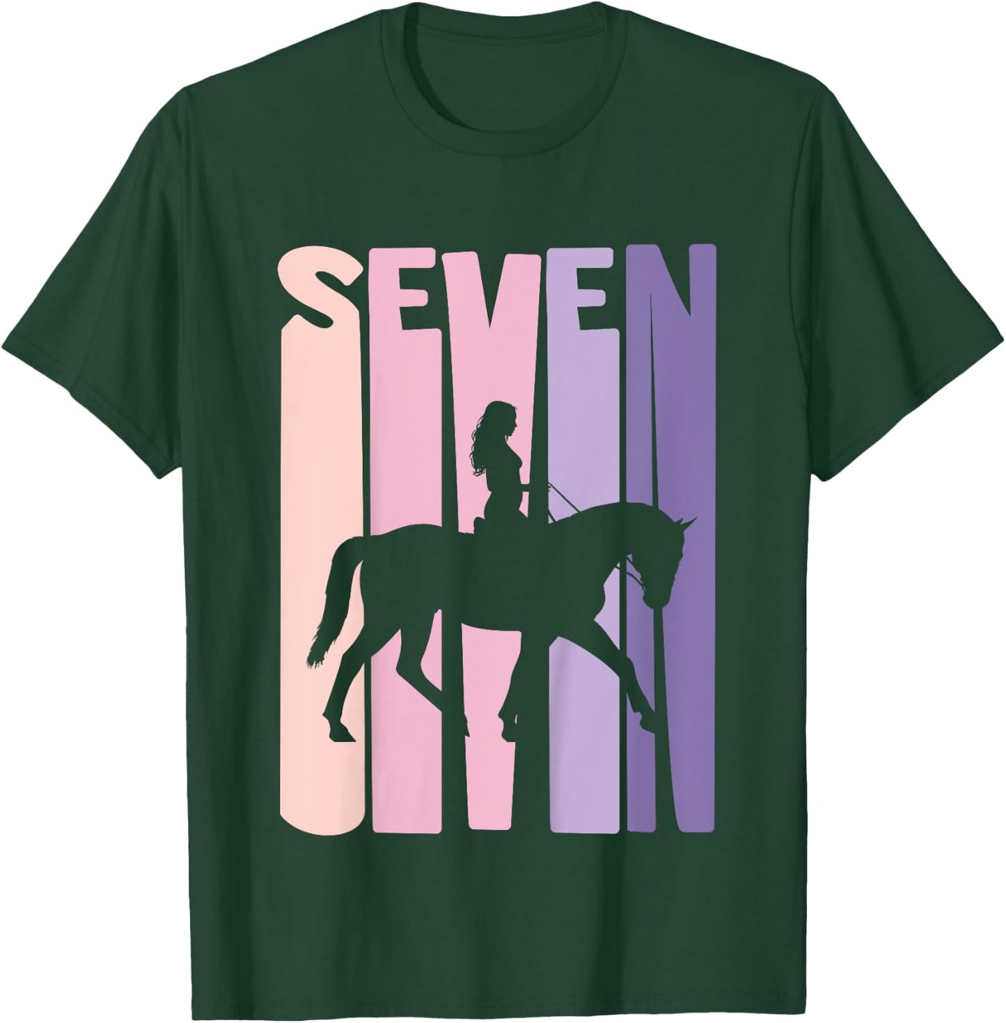 7th Birthday Gift Horse Rider Fan 7 Years Girls T-Shirt - T-Shirt | Forest