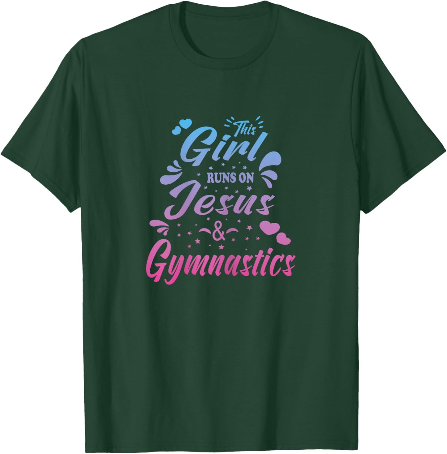 This Girl Runs On Jesus And Gymnastics Christian Women Kid T-Shirt - T-Shirt | Forest