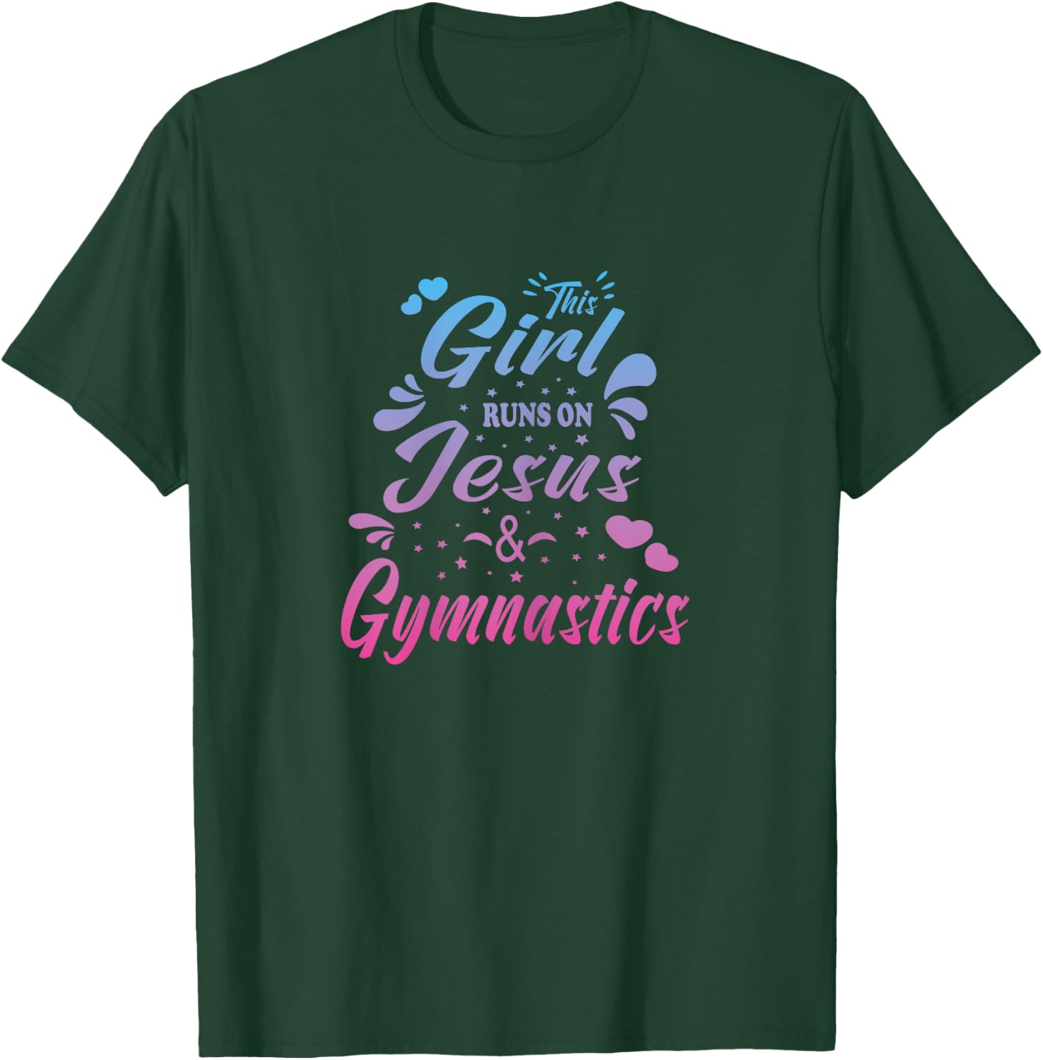 This Girl Runs On Jesus And Gymnastics Christian Women Kid T-Shirt - T-Shirt | Forest