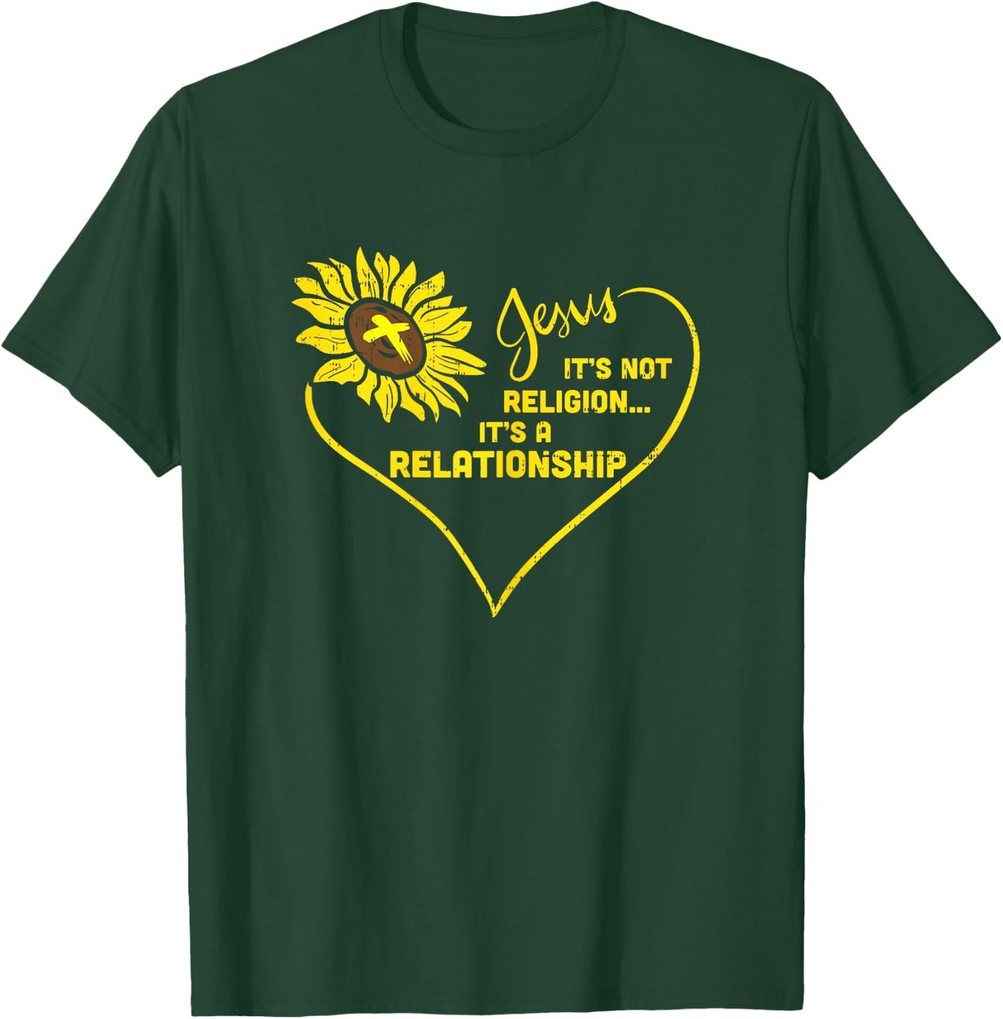 Sunflower Jesus Not Religion Relationship God Christian Gift T-Shirt - T-Shirt | Forest