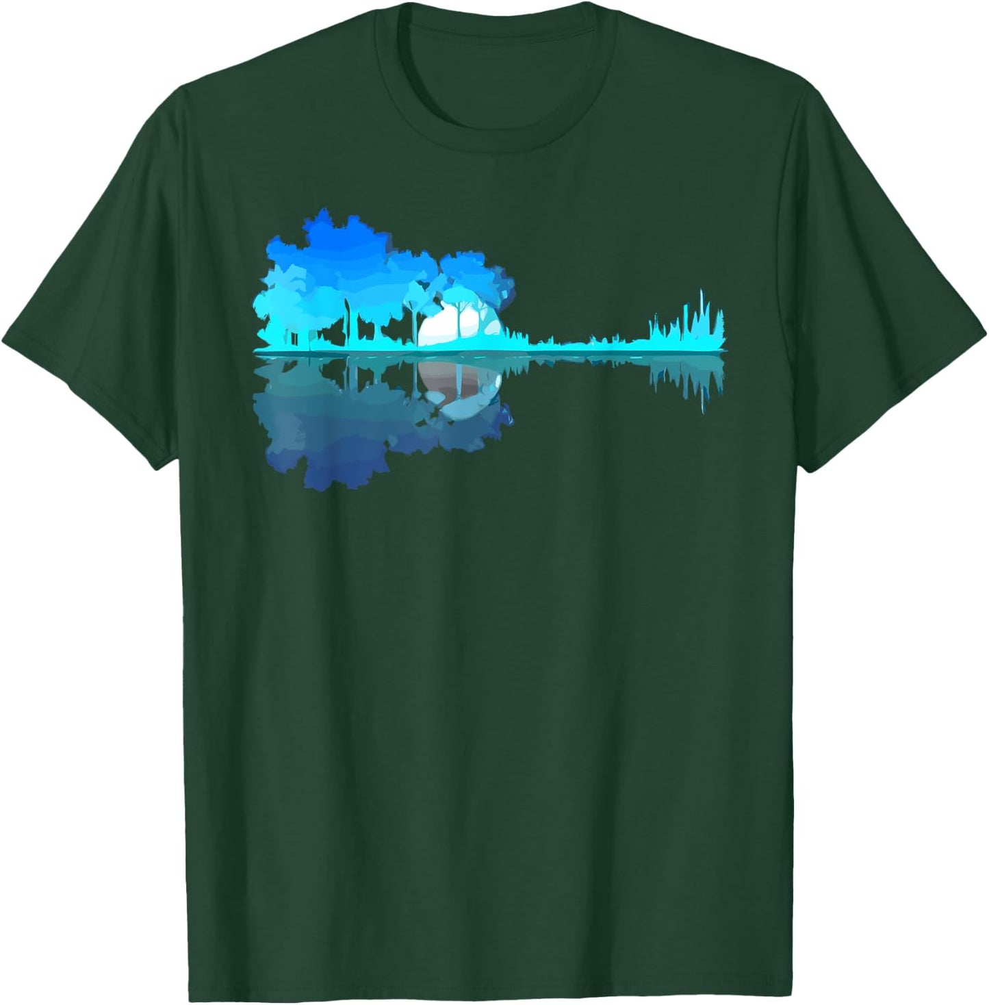 Guitar Lake Reflection Guitarist Music Love Guitar Musician T-Shirt - T-Shirt | Forest