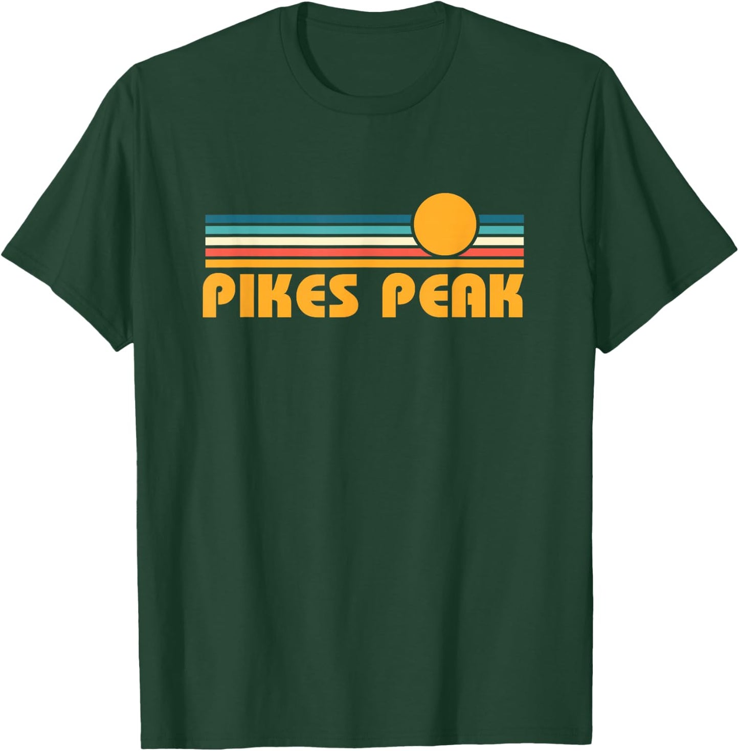 Retro Pikes Peak Colorado Sunset T-Shirt - T-Shirt | Forest