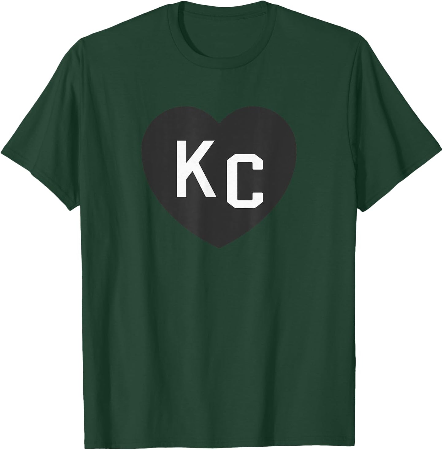 Kansas City Hearts KC 2-Letter Heart (Love) - Black, -Adult, Short Sleeve, Small, , Modern, Letter Print, T Back, Casual, 1 Count T-Shirt - T-Shirt | Forest