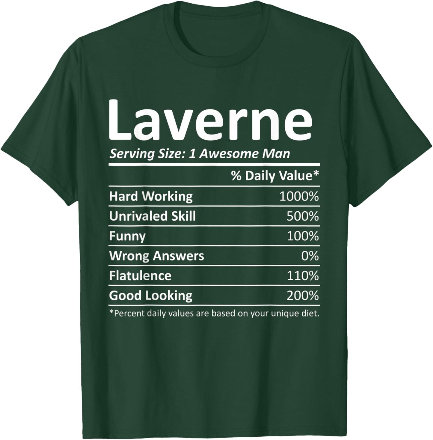 LAVERNE Nutrition Funny Birthday Personalized Name Gift T-Shirt - T-Shirt | Forest