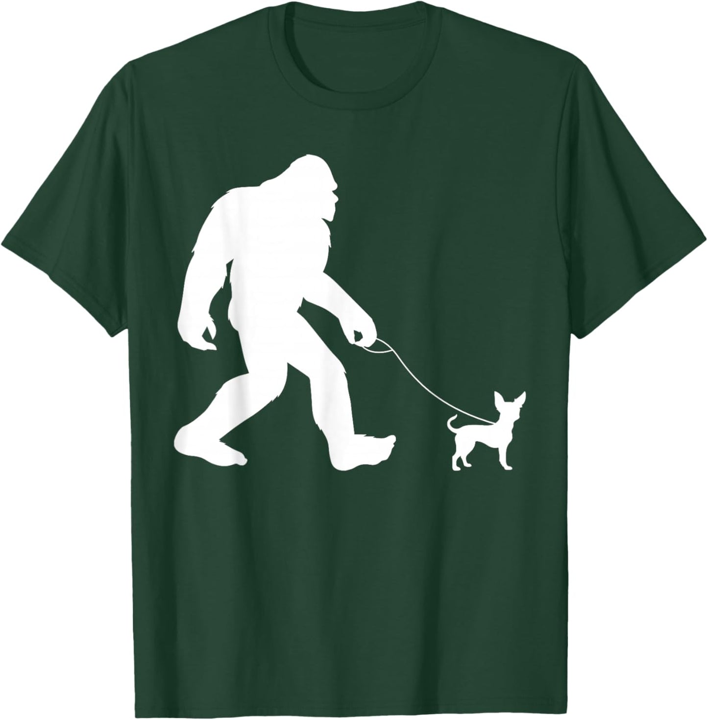 Fun Bigfoot Sasquatch Walking Chihuahua Gag Gift T-Shirt - T-Shirt | Forest