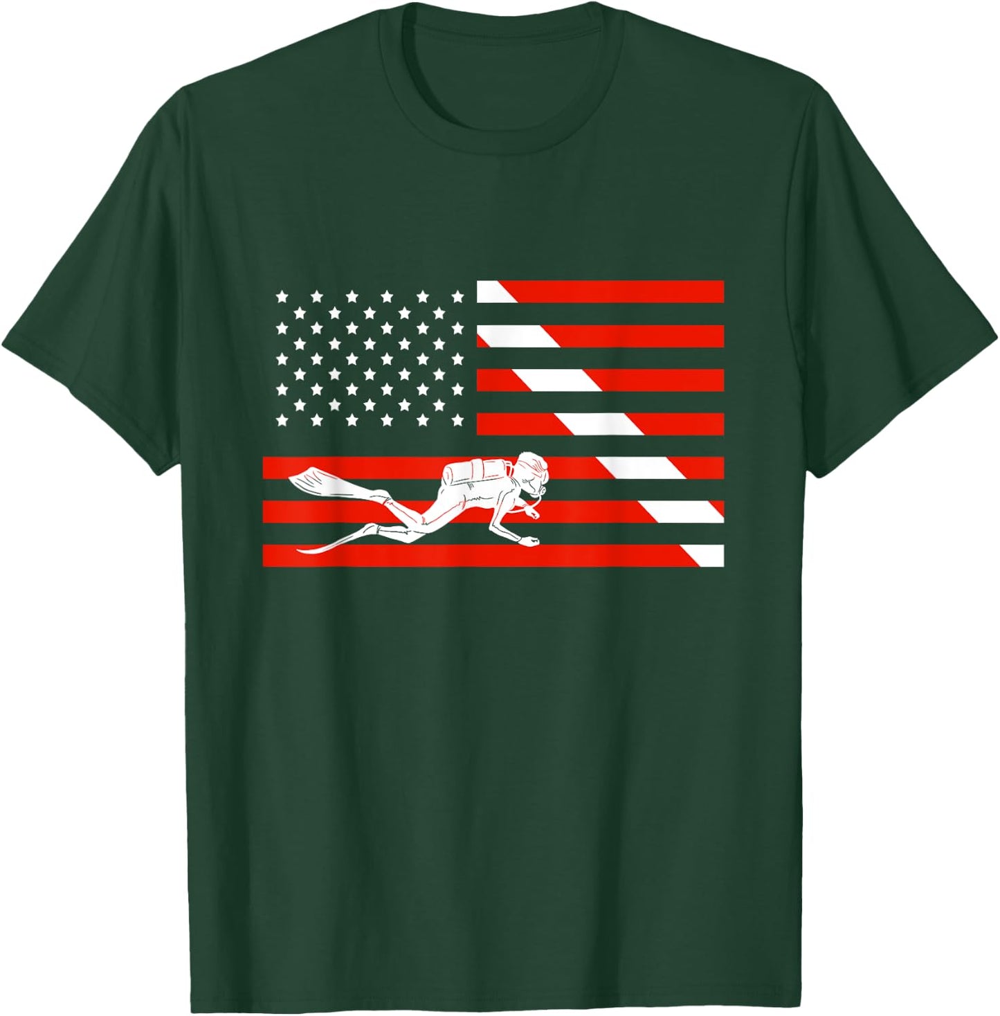 American Scuba Diver Flag Cool Scuba Dive Flag Diver Gift T-Shirt - T-Shirt | Forest