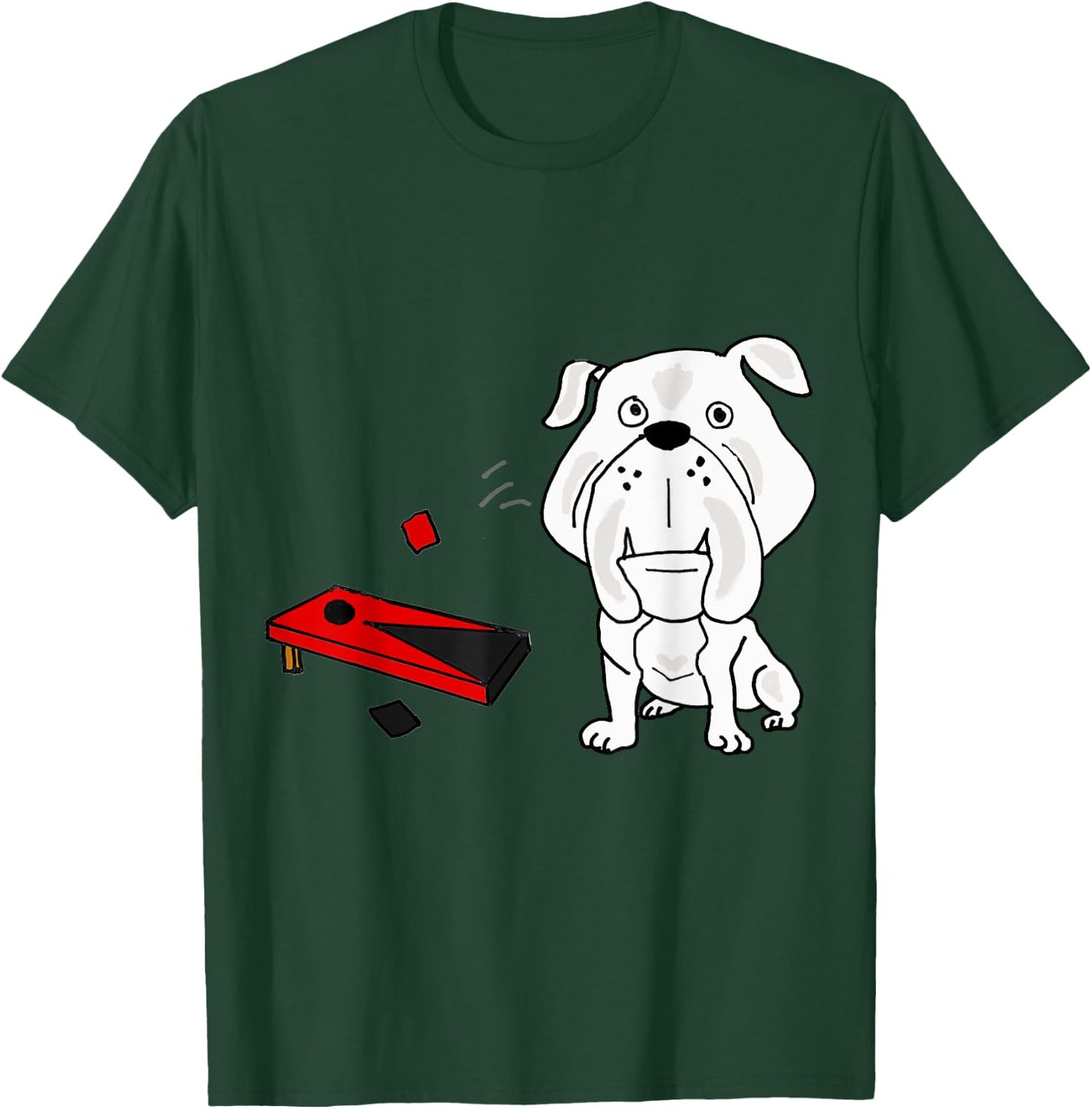 Smileteeshob Funny Bulldog Playing Cornhole Toss Tailgating T-Shirt - T-Shirt | Forest