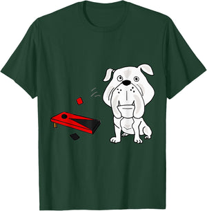 Smileteeshob Funny Bulldog Playing Cornhole Toss Tailgating T-Shirt - T-Shirt | Forest