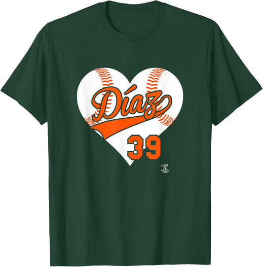 Edwin Diaz Baseball Heart Gameday T-Shirt - T-Shirt | Forest