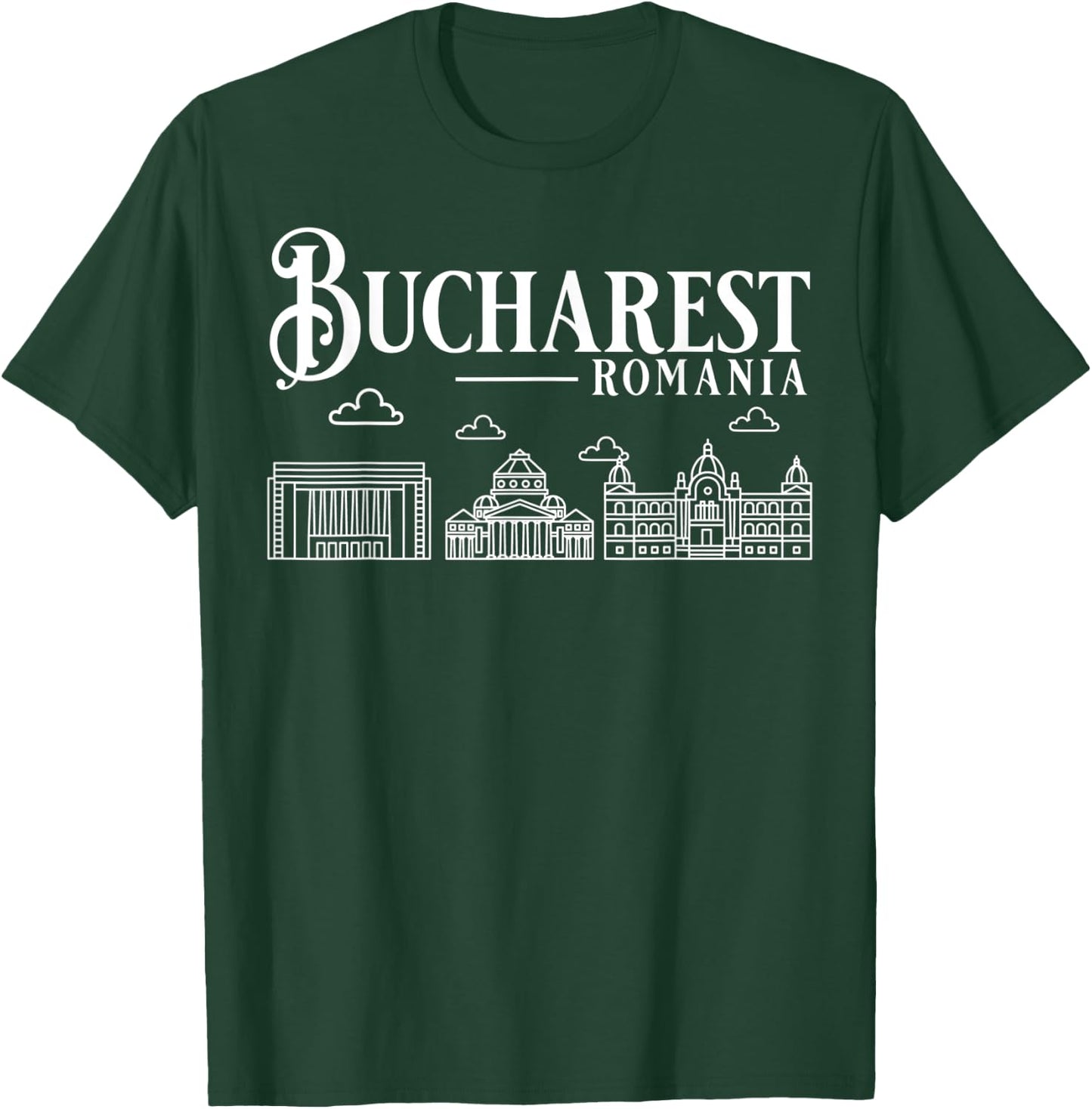 Bucharest Romania City Skyline Map Travel T-Shirt - T-Shirt | Forest