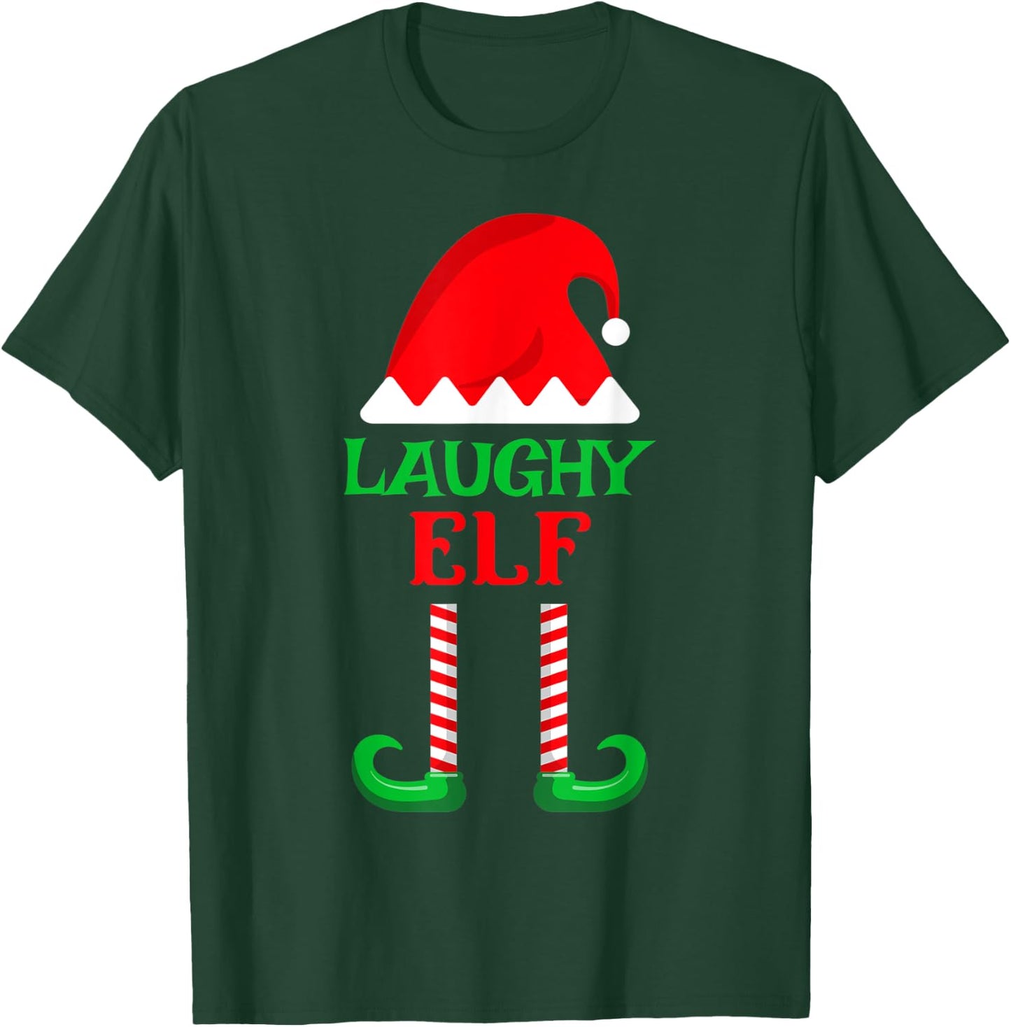 Laughy Elf | Christmas Holiday North Pole Santa's Helper T-Shirt - T-Shirt | Forest