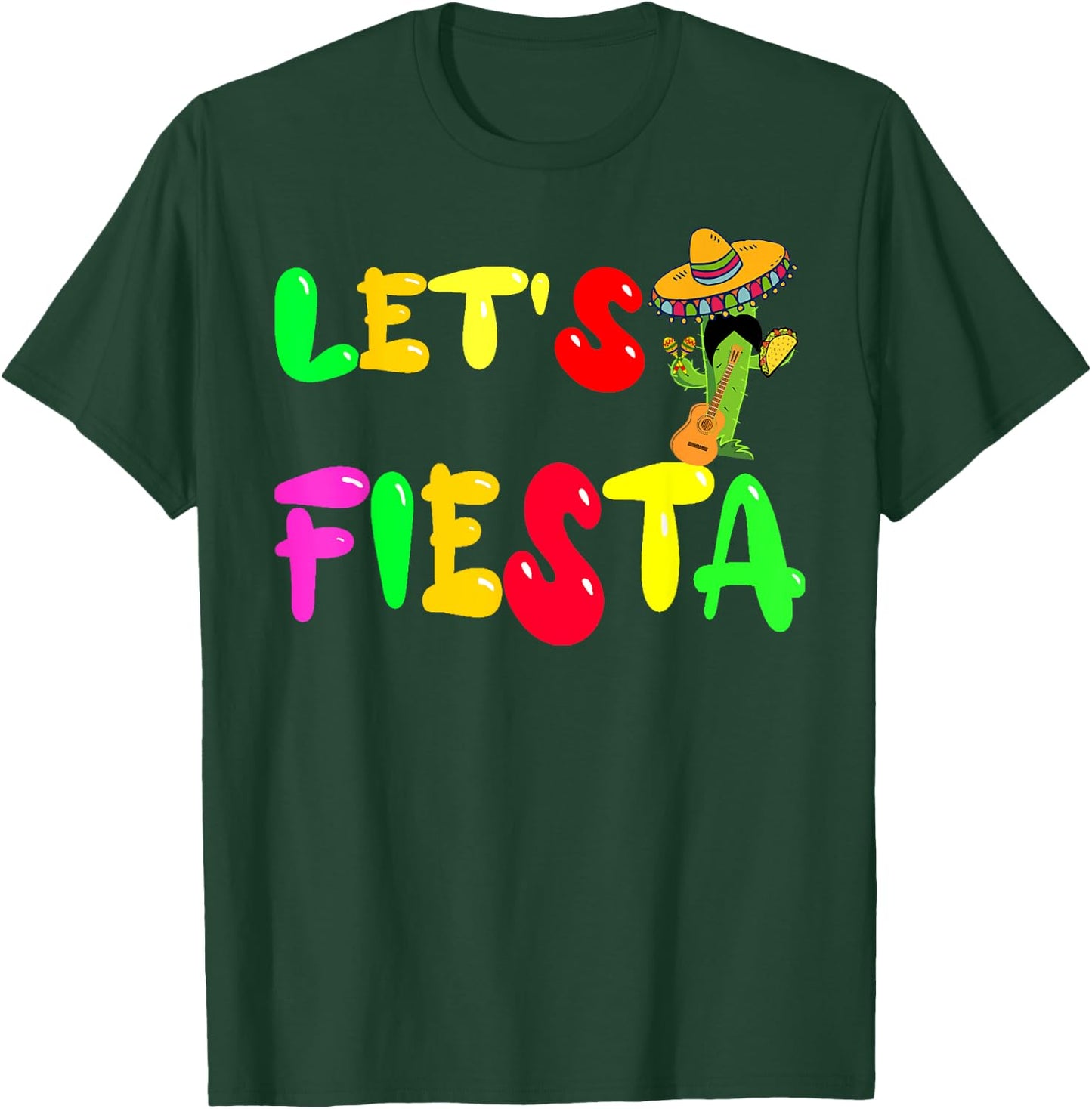 Cinco De Mayo,Mexican Party Cactus Mustaches Decor,Sombrero T-Shirt - T-Shirt | Forest