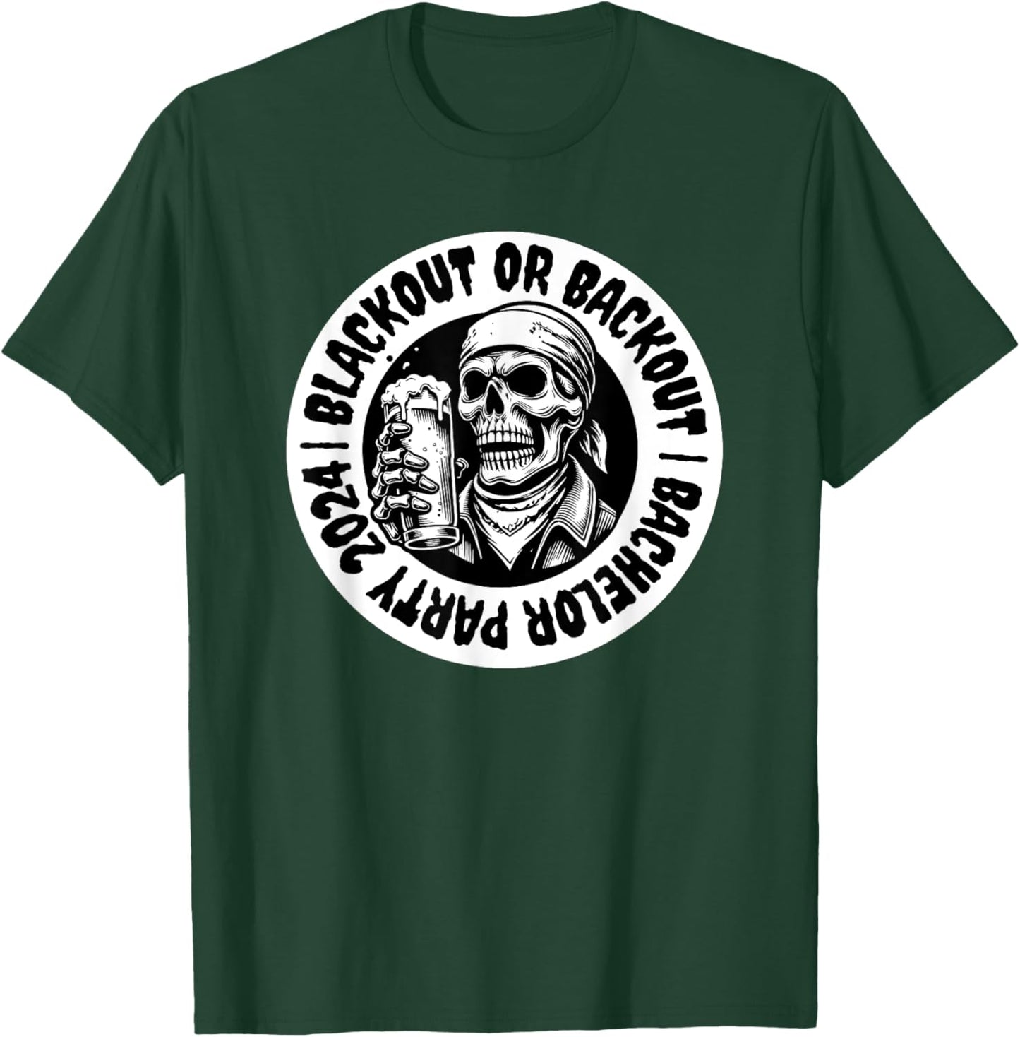 Funny Bachelor Party Blackout Skull Beer Groomsmen T-Shirt - T-Shirt | Forest
