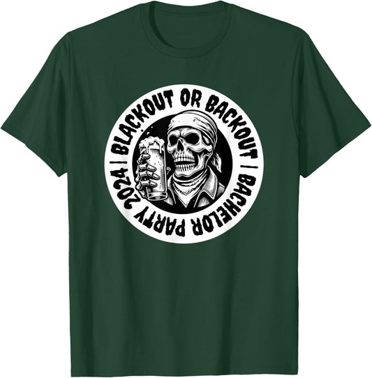 Funny Bachelor Party Blackout Skull Beer Groomsmen T-Shirt - T-Shirt | Forest