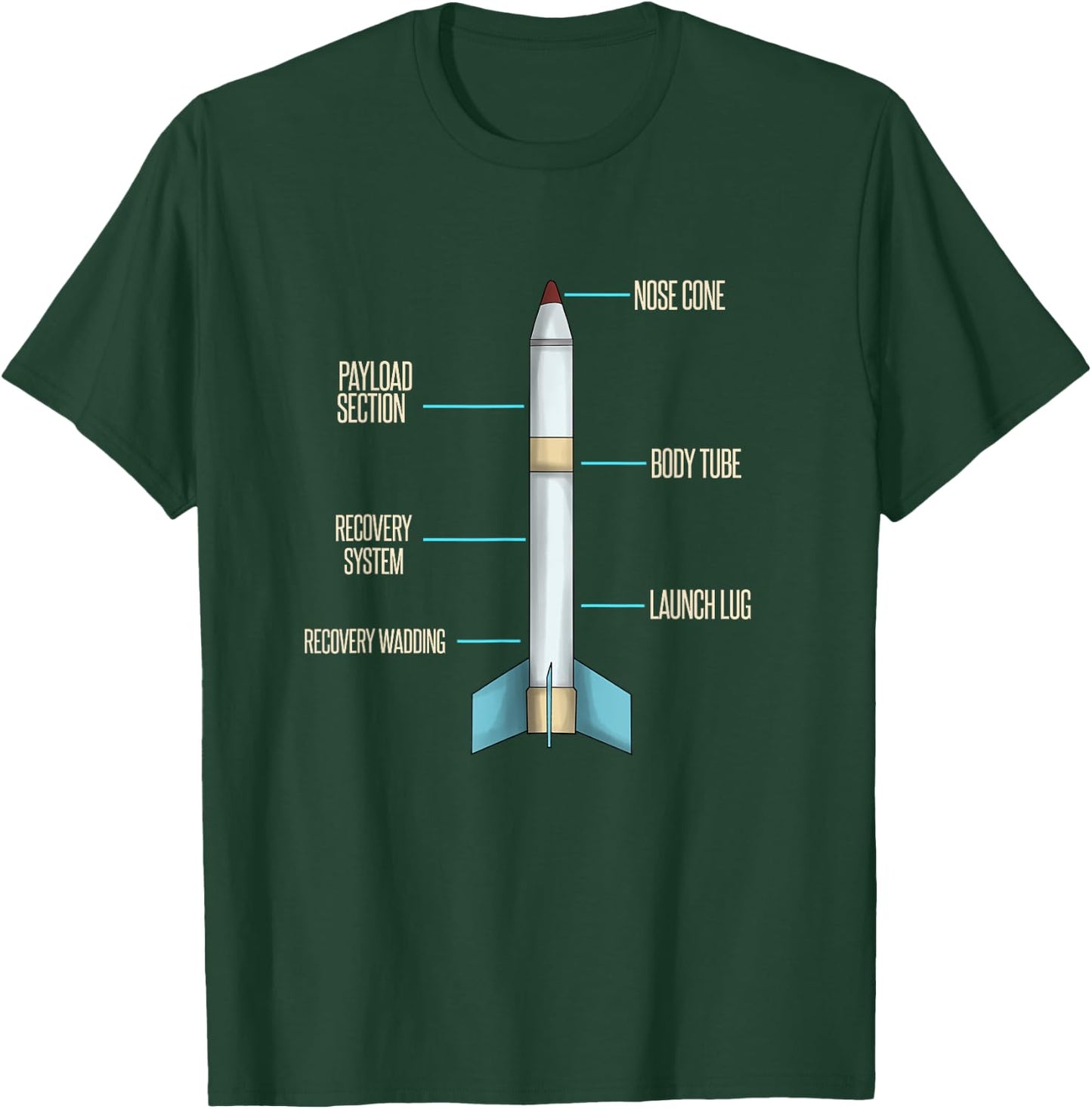 Aerospace Model Rocket Kit Drawing Design T-Shirt - T-Shirt | Forest