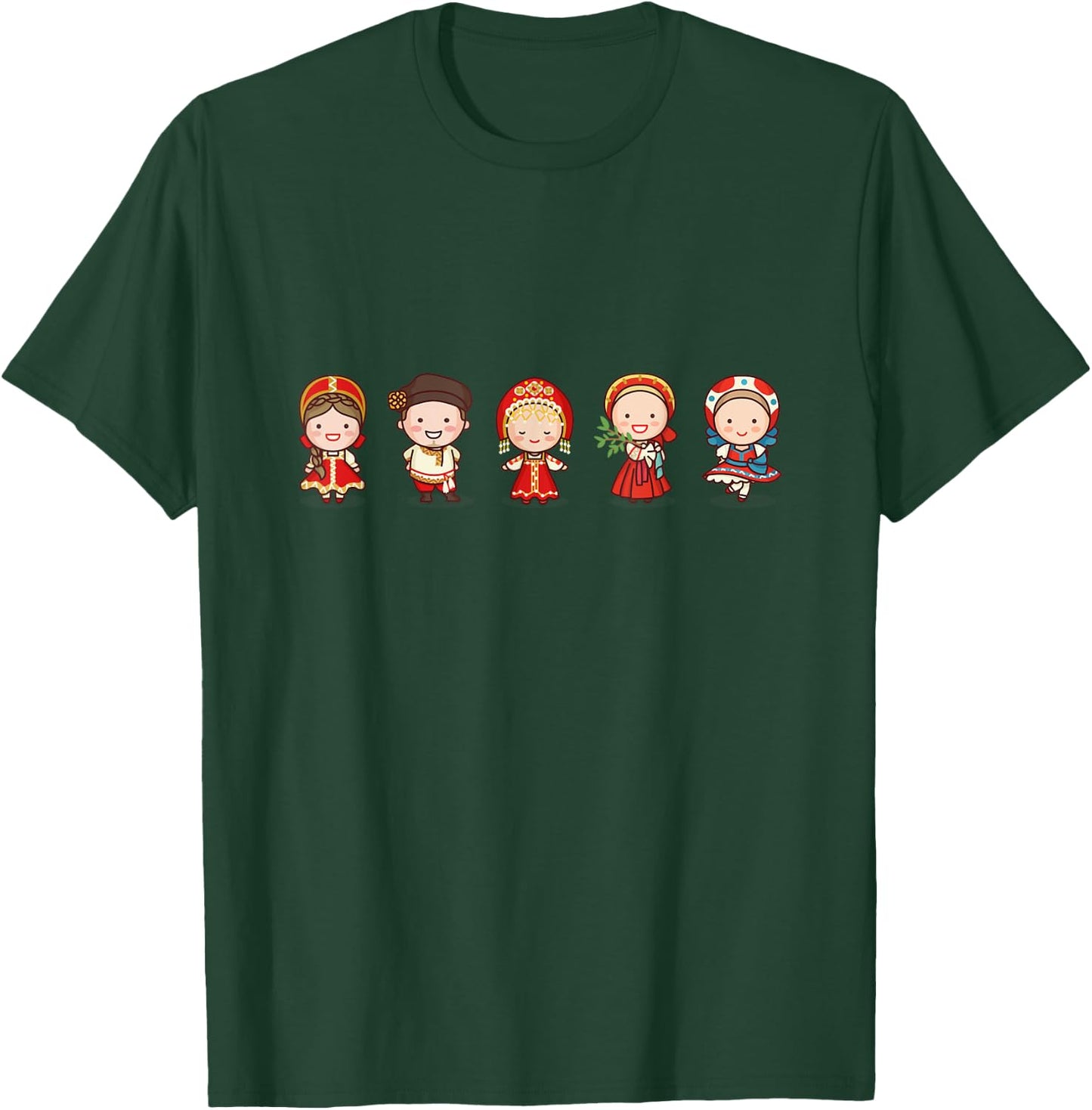 Cute Traditional Russian Characters In Russian Clothing T-Shirt - T-Shirt | Forest