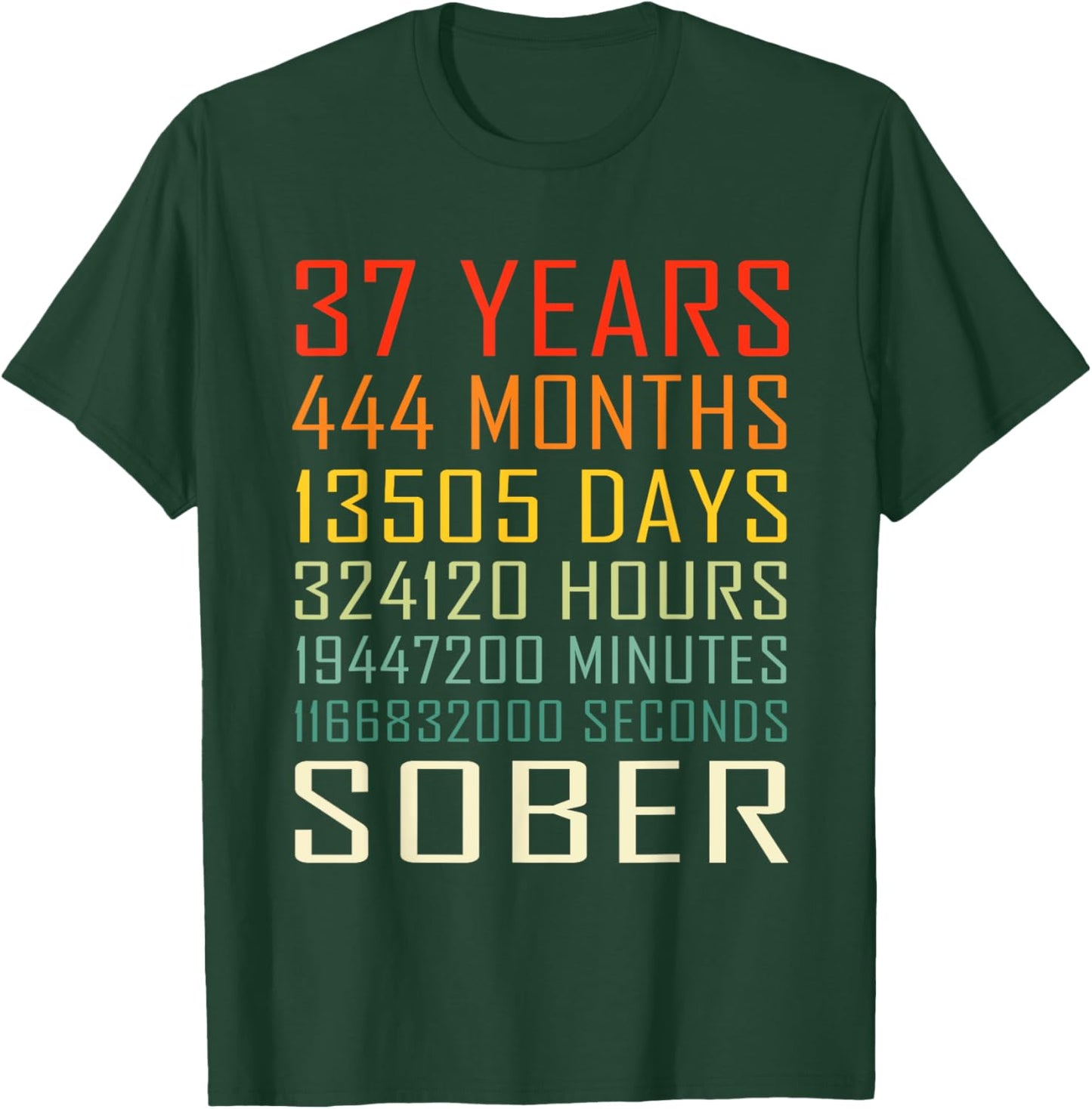 37 Year Sobriety Anniversary Vintage 37 Years Sober T-Shirt - T-Shirt | Forest